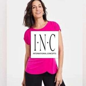 INC International Concepts Fuchsia Short Sleeve Top